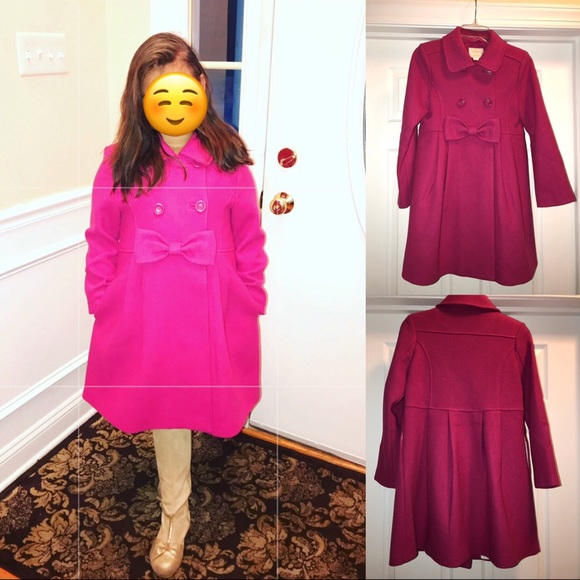 kate spade Other - Kate Spade Pink coat. bow, buttons. girls size 12